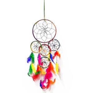 Handmade Boho Dream Catcher Wall Hanging | Single Ring Feather Dreamcatcher | Aesthetic Room Decor, Gift for Her, Positive Energy Decor (8")