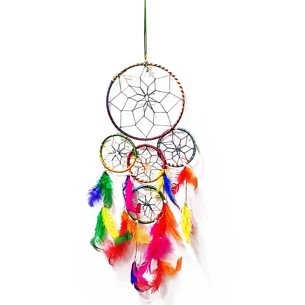 Handmade Boho Dream Catcher Wall Hanging | Single Ring Feather Dreamcatcher | Aesthetic Room Decor, Gift for Her, Positive Energy Decor (8")