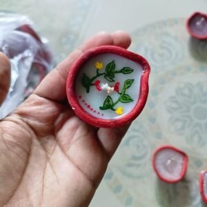 Hand-Painted Clay Diya Set | Decorative Wax Candle Holders (pack of 2)