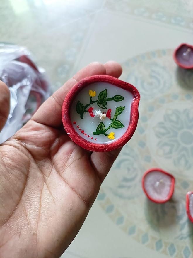Hand-Painted Clay Diya Set | Decorative Wax Candle Holders (pack of 2)