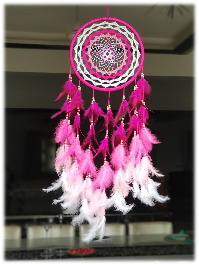 Handmade Boho Dream Catcher Wall Hanging | Single Ring Feather Dreamcatcher | Aesthetic Room Decor, Gift for Her, Positive Energy Decor (8") - Image 4