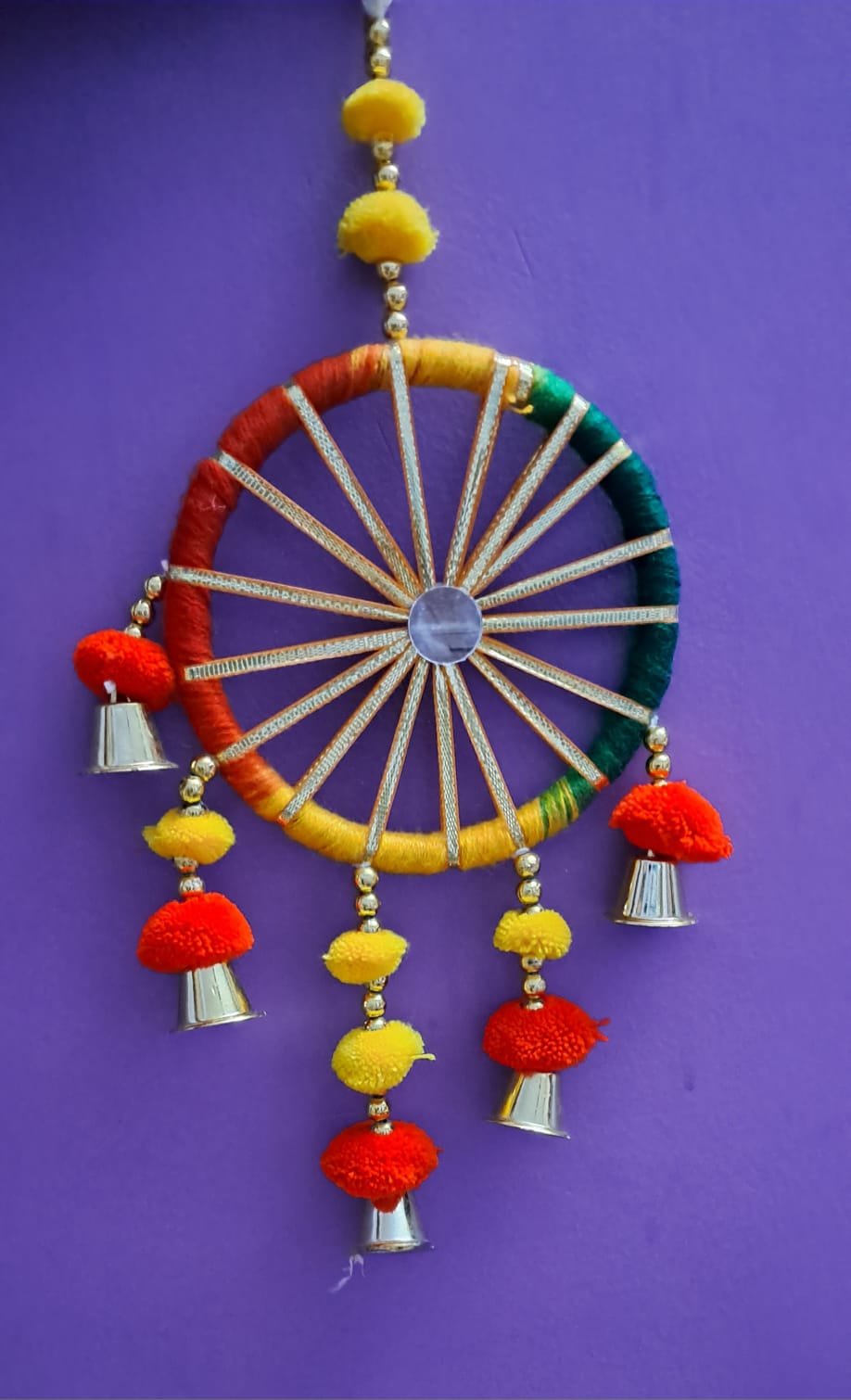Handmade Multicolor Pom Pom Toran – Traditional Door Hanging (Set Of 6)